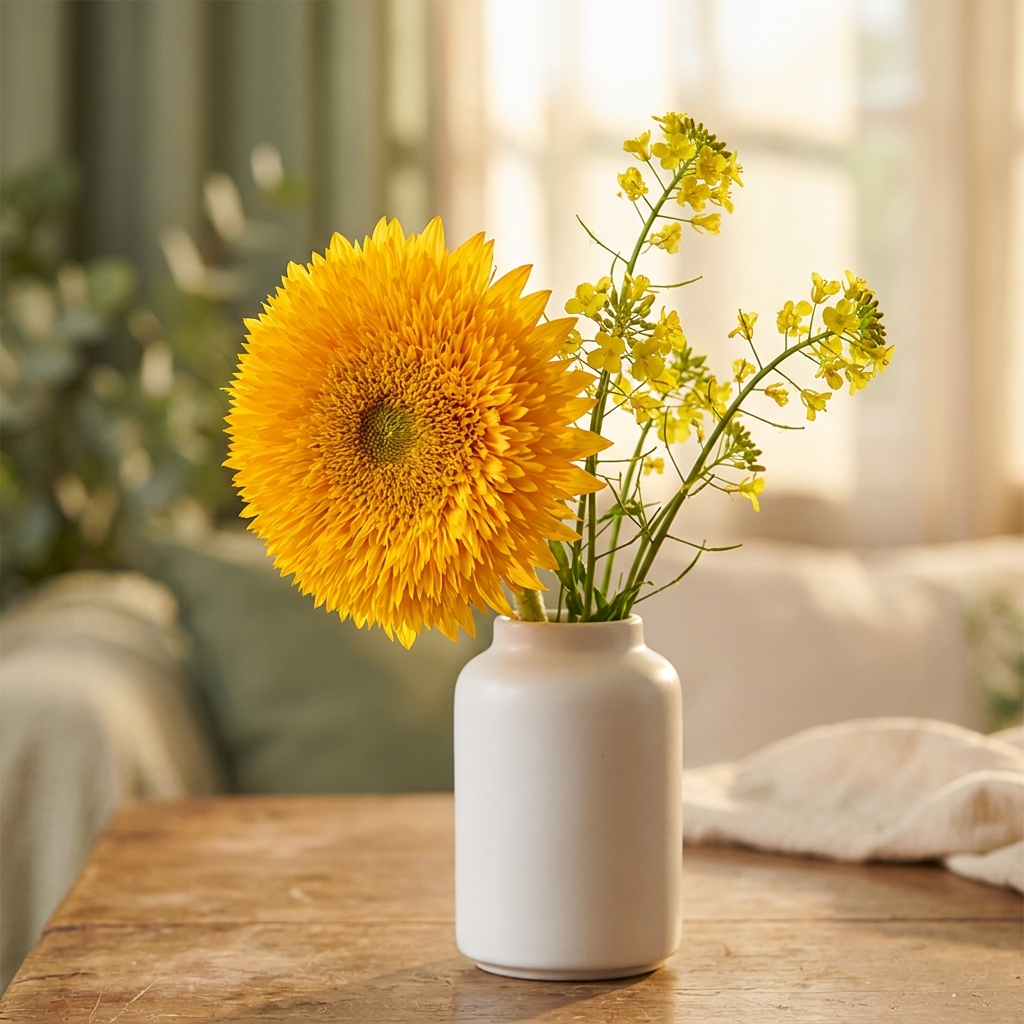 Zonnebloem en raapzaad
